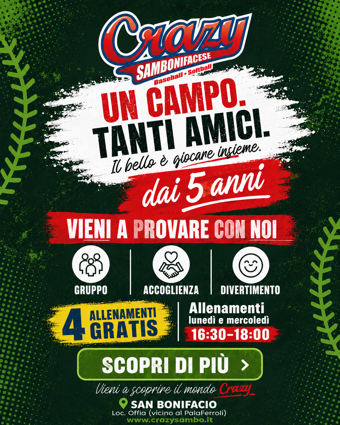 Prova 4 allenamenti gratis con Crazy Sambo Baseball & Softball — scopri di più