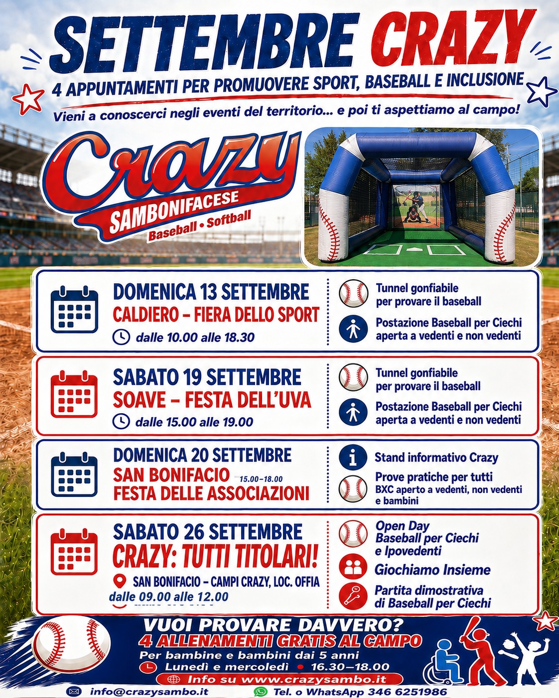 Locandina degli appuntamenti di settembre della Crazy Sambonifacese